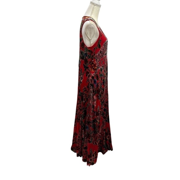 Johnny Was Bias Dress Bobcat Forest Silk Blend Red Floral Maxi Medium $575 NWT - Picture 10 of 11